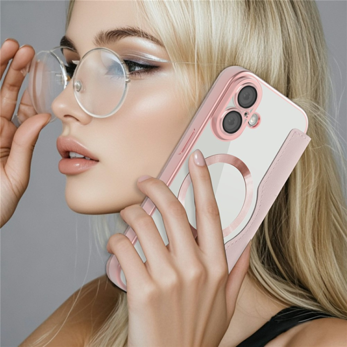 A-One Brand - iPhone 17 Plånboksfodral MagSafe RFID - Rosa