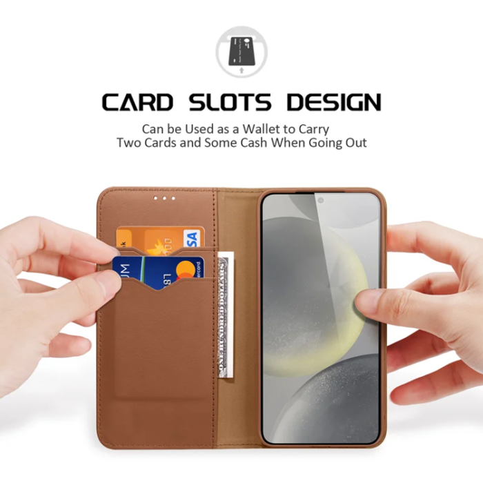 A-One Brand - Dux Ducis Galaxy S25 Plånboksfodral Hivo RFID - Brun