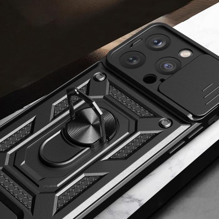 OEM - iPhone 15 Pro Max Mobilskal Camshield Hybrid Armor - Blå