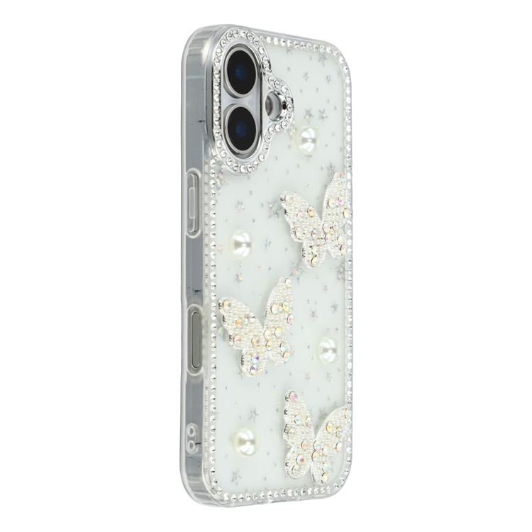 iPhone 17 Mobilskal Rhinestone Edge Pearl Butterfly | 2353 | AlltMobil