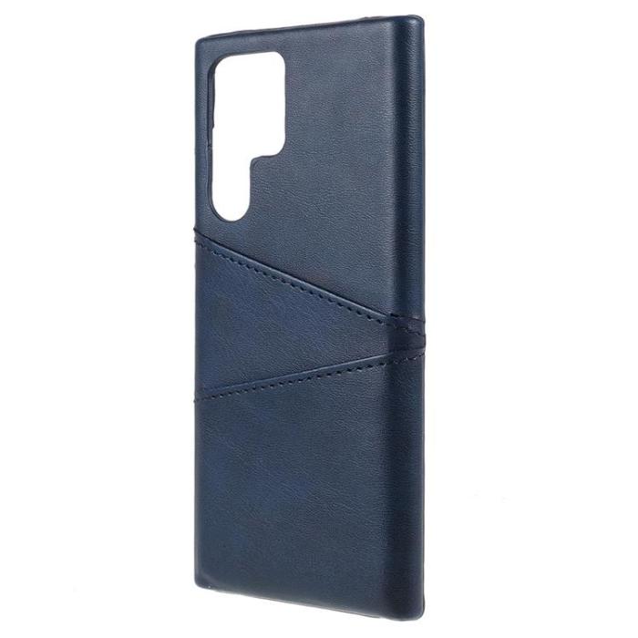 OEM - Kortplats Läder Skal Galaxy S22 - Blå