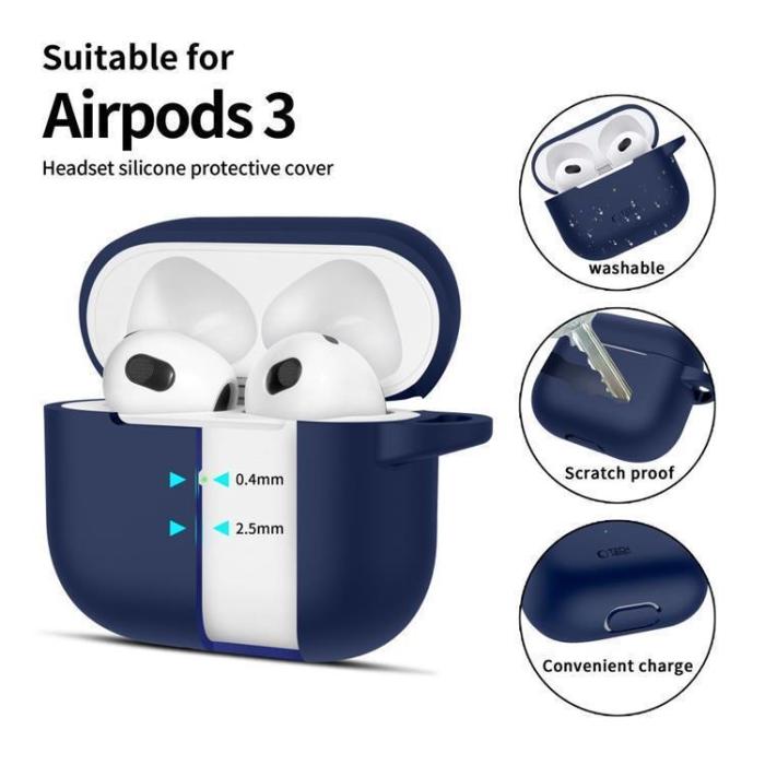 Tech-Protect - Tech-Protect Apple Airpods 3 Skal Silikon Hook - Marinblå