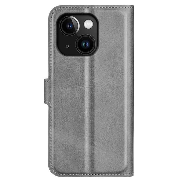 OEM - iPhone 15 Plus Plånboksfodral Calf Flip Folio - Grå