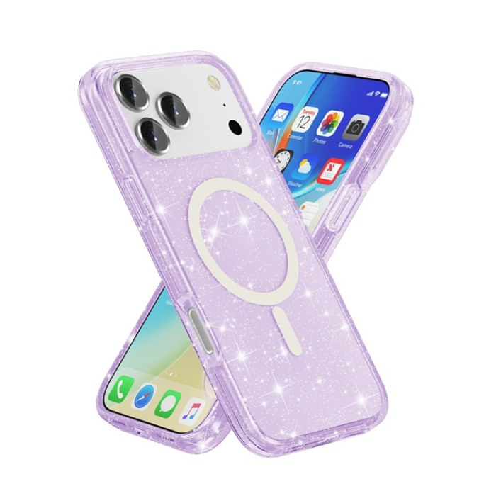 A-One Brand - iPhone 17 Pro Mobilskal MagSafe Puderglitter - Lila