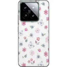 Gustaf - Mobilskal till Xiaomi 14 med Blommor och fj&auml;rillar