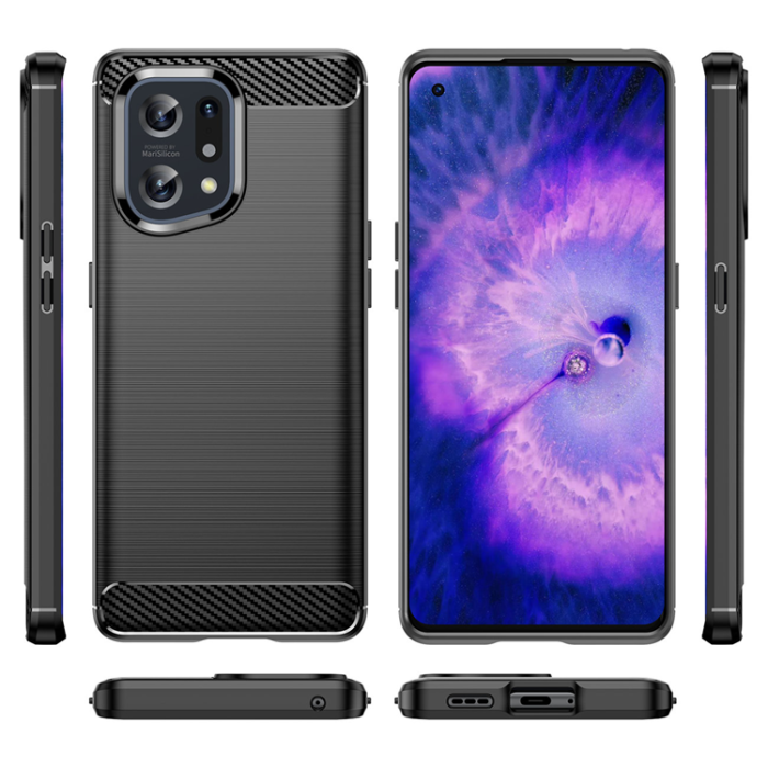 OEM - Oppo Find X5 Mobilskal Carbon Flexible - Svart