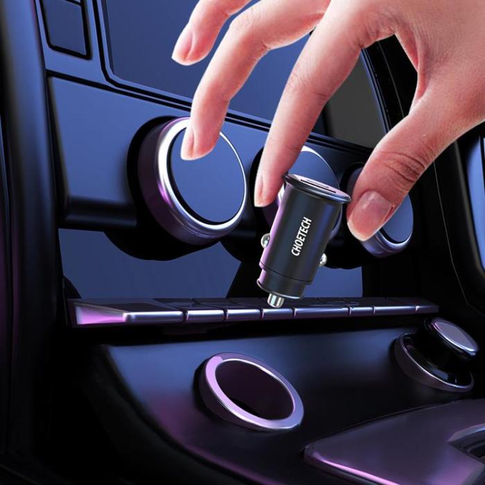 UTGATT5 - Choetech Billaddare USB-A Till USB-C 30W - Svart