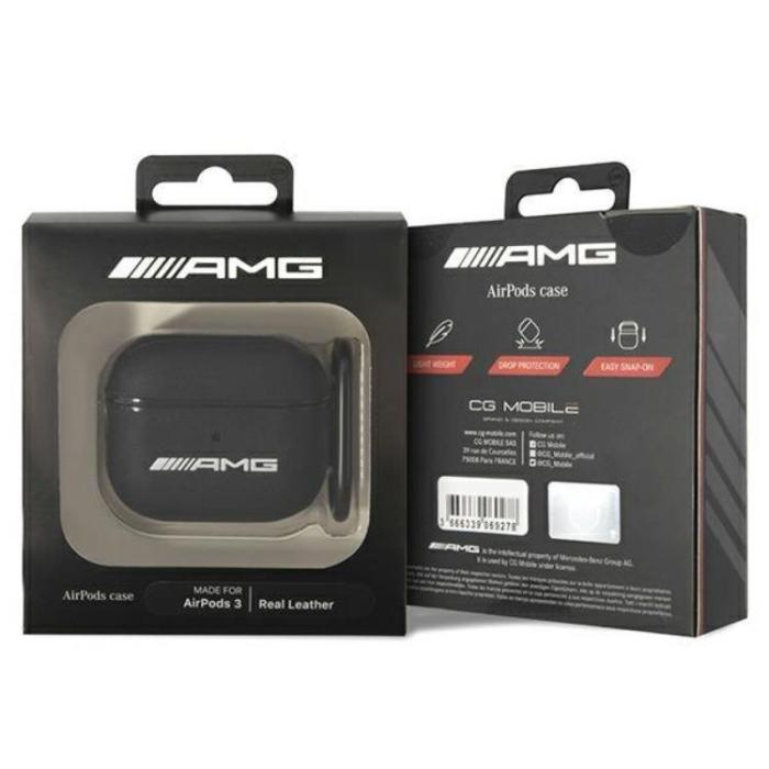 Mercedes - AMG AirPods 3 Skal Läder Big Logo - Svart