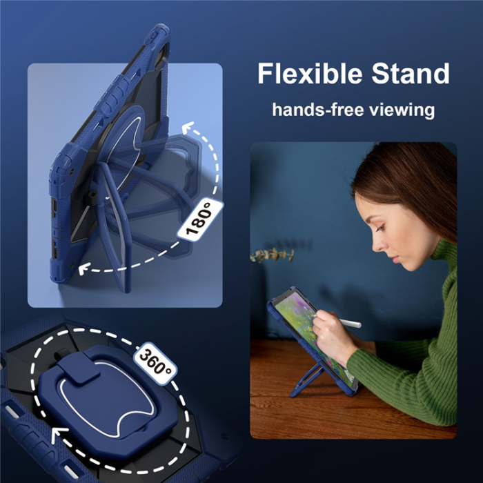A-One Brand - iPad Air 13(2025/2024) Skal Kickstand Silikon+PC - Marinblå/Svart