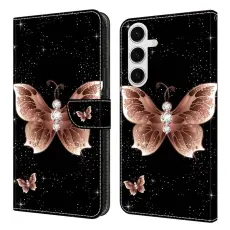 OEM - Samsung Galaxy S26 Fodral 3D M&ouml;nster PU L&auml;der - Rosa Diamant Fj&auml;ril