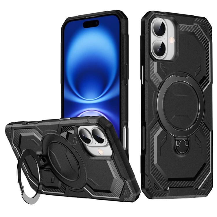 iPhone 16 Plus Mobilskal MagSafe Kickstand TPU + PC (Svart) | 2353 | AlltMobil