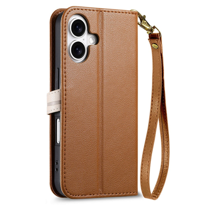 A-One Brand - iPhone 17 Plånboksfodral Leaf Magnetiskt Spänne Konstläder - Brun