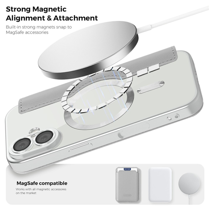 A-One Brand - iPhone 17 Plånboksfodral MagSafe Rhombus Läder - Titanium Grå