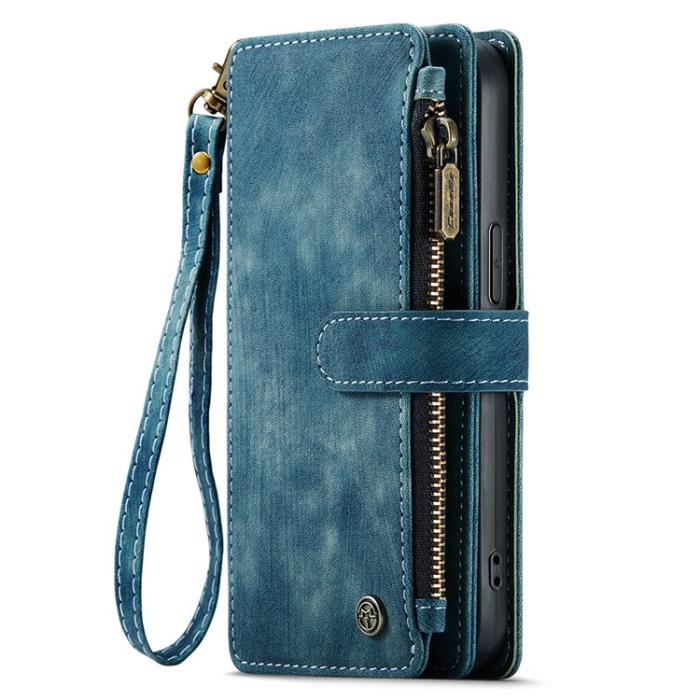Caseme - CASEME iPhone 15 Pro Plånboksfodral C30 Zipper - Blå