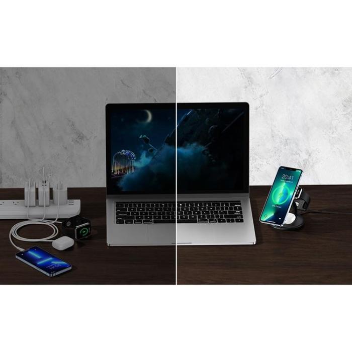 Choetech - Choetech 3-in-1 Trådlös Laddare iPhone, Apple Watch, AirPods - Svart