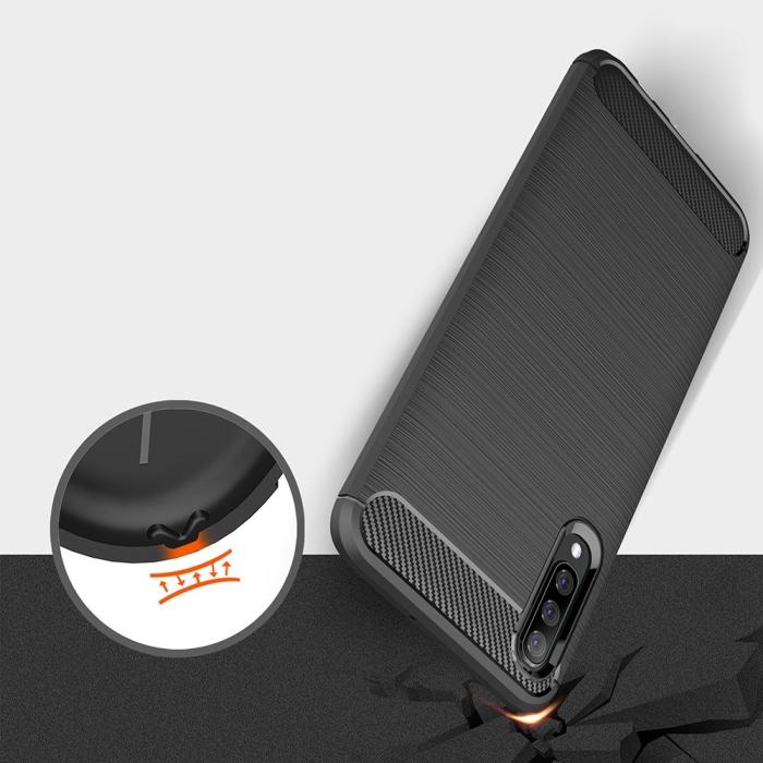 OEM - Carbon Brushed Mobilskal till Samsung Galaxy A70 - Svart