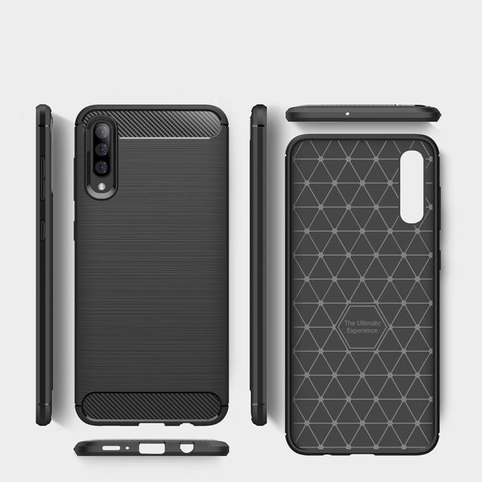 OEM - Carbon Brushed Mobilskal till Samsung Galaxy A70 - Svart