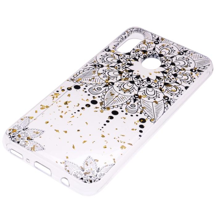 OEM - Glitter Mobilskal till Samsung Galaxy A40 - Black Flower