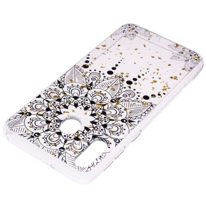 OEM - Glitter Mobilskal till Samsung Galaxy A40 - Black Flower