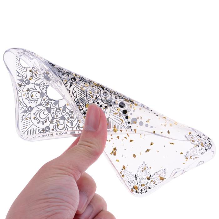 OEM - Glitter Mobilskal till Samsung Galaxy A40 - Black Flower