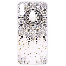 OEM - Glitter Mobilskal till Samsung Galaxy A40 - Black Flower