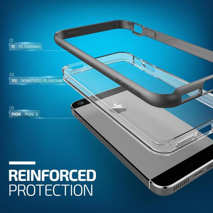 UTGATT5 - Verus Crystal Bumper Skal till Apple iPhone 5/5S/SE - Svart