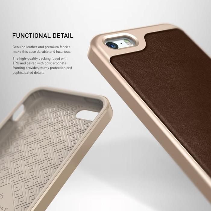 UTGATT5 - Caseology Envoy Äkta Läder Series Skal till Apple iPhone 5/5S/SE - Brun