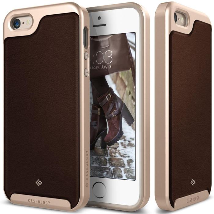 UTGATT5 - Caseology Envoy Äkta Läder Series Skal till Apple iPhone 5/5S/SE - Brun