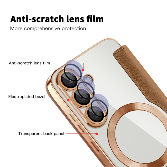 A-One Brand - Galaxy S25 Plus Plånboksfodral MagSafe RFID Blocking - Brun