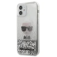 KARL LAGERFELD - Karl Lagerfeld iPhone 12 Mini Skal Liquid Glitter - Silver