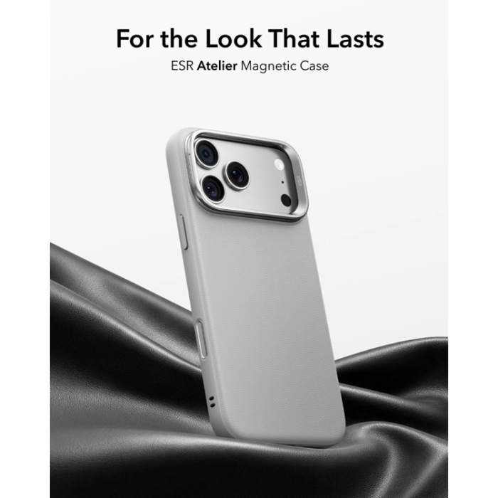 ESR - ESR Mobilskal För iPhone 18 Pro Max/17 Pro Max Magsafe Läder Kickstand - Grå