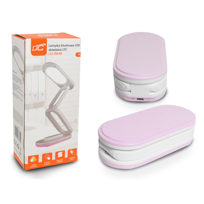 LTC - LTC LED Skrivbordslampa Hopfällbar 10W - Rosa