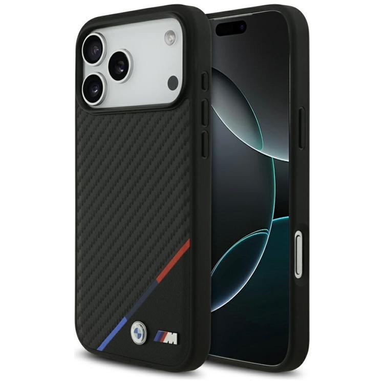 BMW iPhone 17 Pro Max Mobilskal MagSafe M Carbon Tricolor Line - Svart | 2353 | AlltMobil