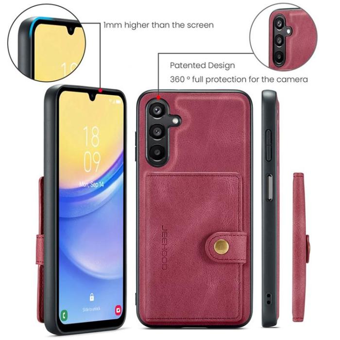 OEM - JEEHOOD Samsung Galaxy A15 4G/5G Mobilskal Konstläder Plast - Röd