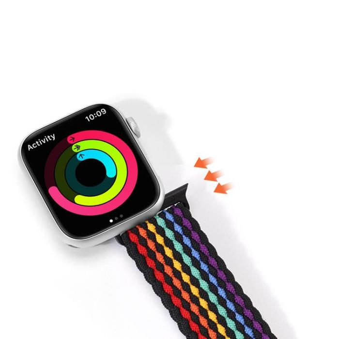 Dux Ducis - Dux Ducis Apple Watch 4/5/6/7/8/SE (41/40/38mm) Armband Braided Dark Stripes