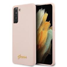 Guess - Guess Skal Galaxy S21 Plus Silicone Script Metal Logo - Rosa