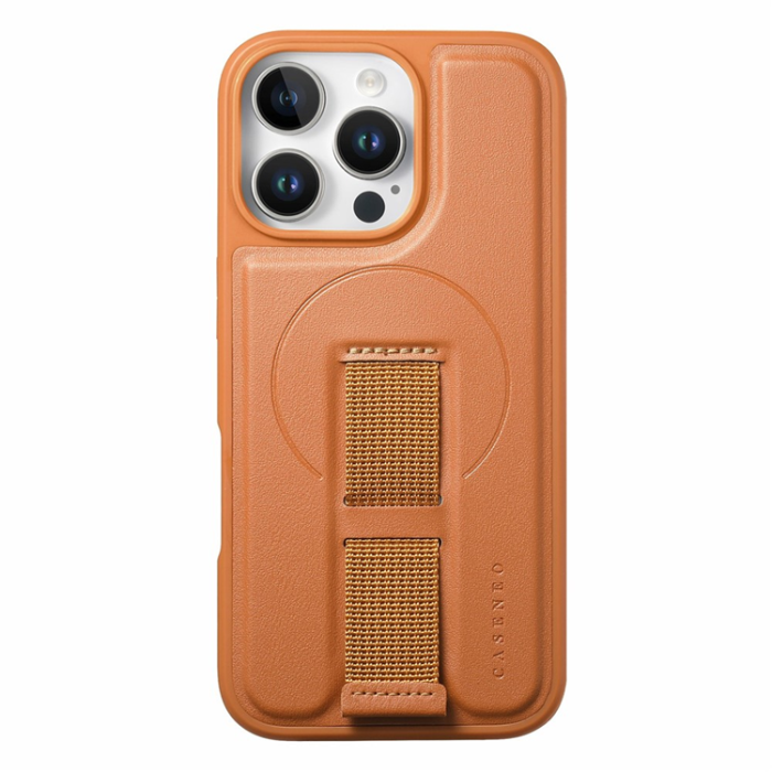 CASENEO - CASENEO iPhone 16 Pro Max Mobilskal MagSafe med Handrem - Brun