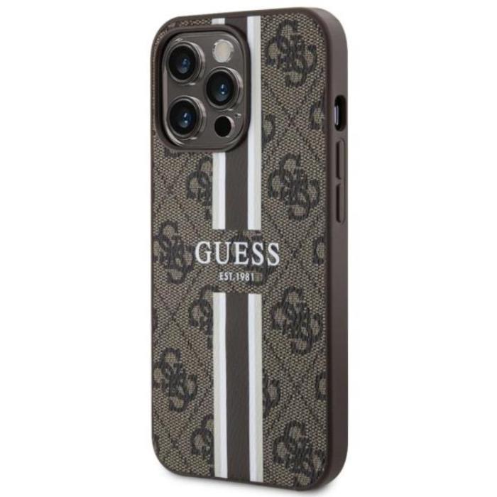 Guess - Guess iPhone 13 Pro Max Mobilskal MagSafe Printed Stripes - Brun