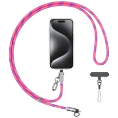 USAMS - USAMS USB-C Till USB-C Kabel 60W 1.2m Lanyard - Rosa