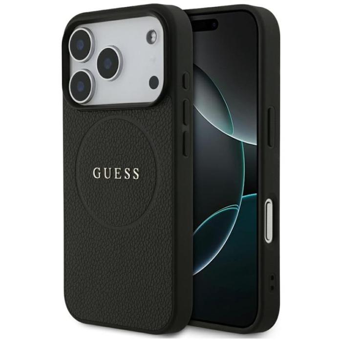 Guess - Guess iPhone 17 Pro Mobilskal MagSafe Grained Ring - Svart