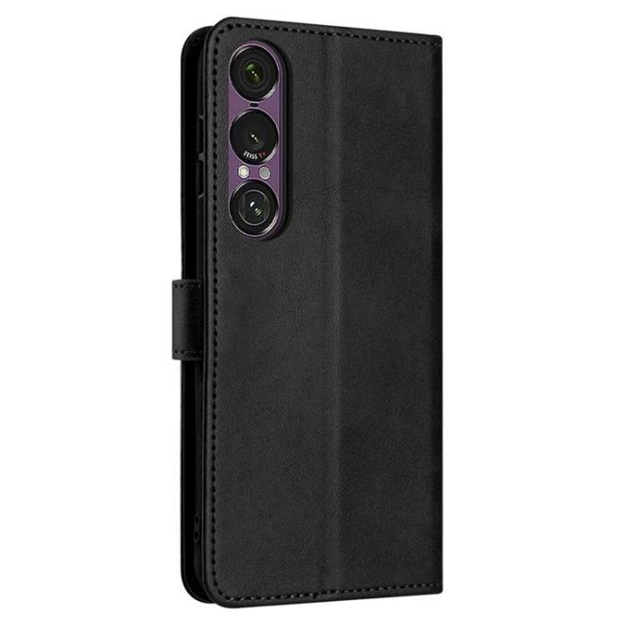 A-One Brand - Sony Xperia 1 VII Plånboksfodral Calf Texture Med Rem - Svart