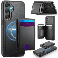 OEM - JEEHOOD Samsung Galaxy A16 4G/5G Mobilskal Konstl&auml;der - Svart