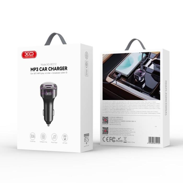 XO - XO FM-Sändare Bluetooth MP3 Med Billadare 3.1A BCC12 - Svart