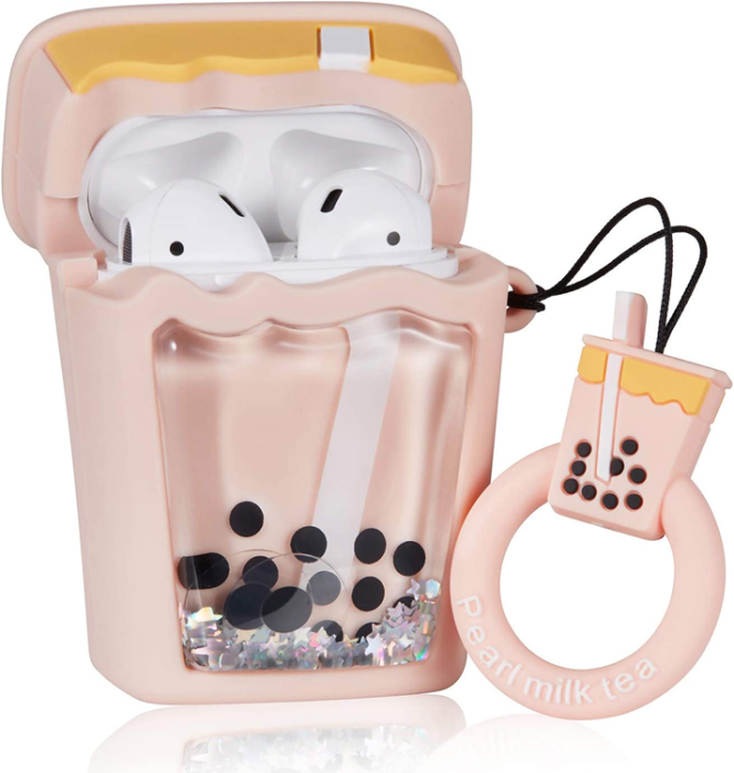 A-One Brand - Airpods 1/2 Skal Boba Milk Tea Glitter - Rosa