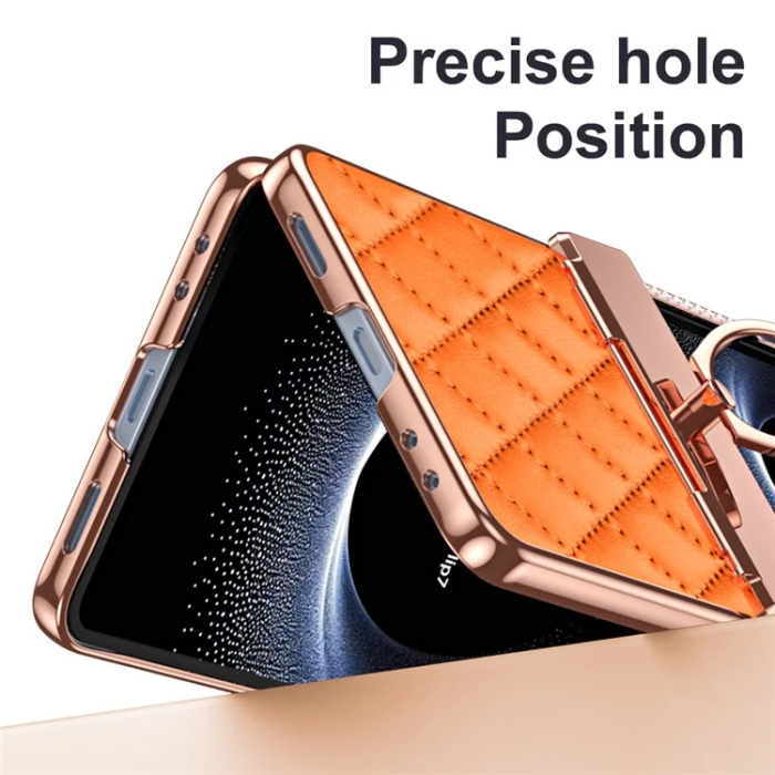 A-One Brand - Galaxy Z Flip 7 Mobilskal Rhinestone Ringhållare - Orange
