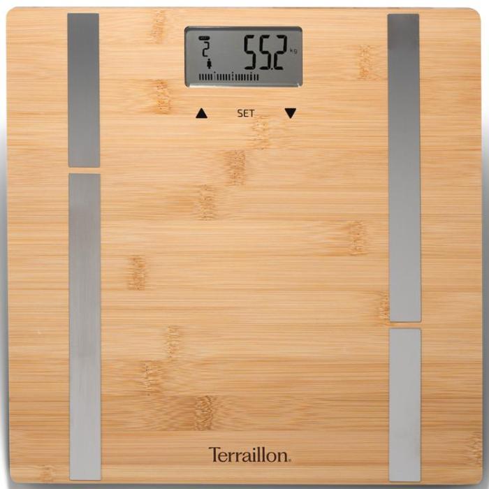 Terraillon - Terraillon Personvåg Bamboo Fit BMI 10-användare, 180 kg