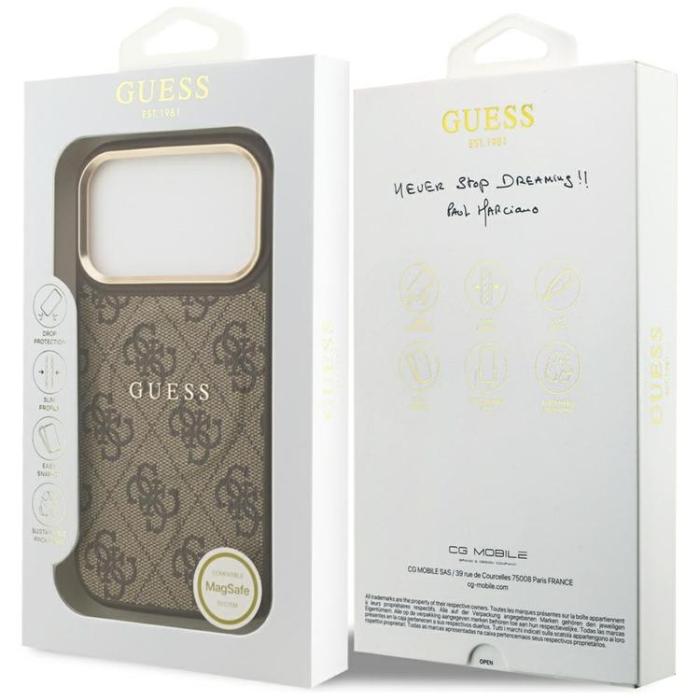 Guess - Guess iPhone 17 Pro Mobilskal MagSafe 4G PU Classic Logo - Brun