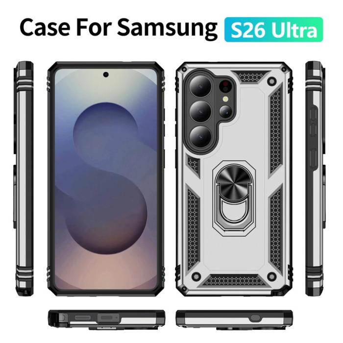 OEM - Mobilskal till Samsung Galaxy S26 Ultra Plast Med Ställning - Silver
