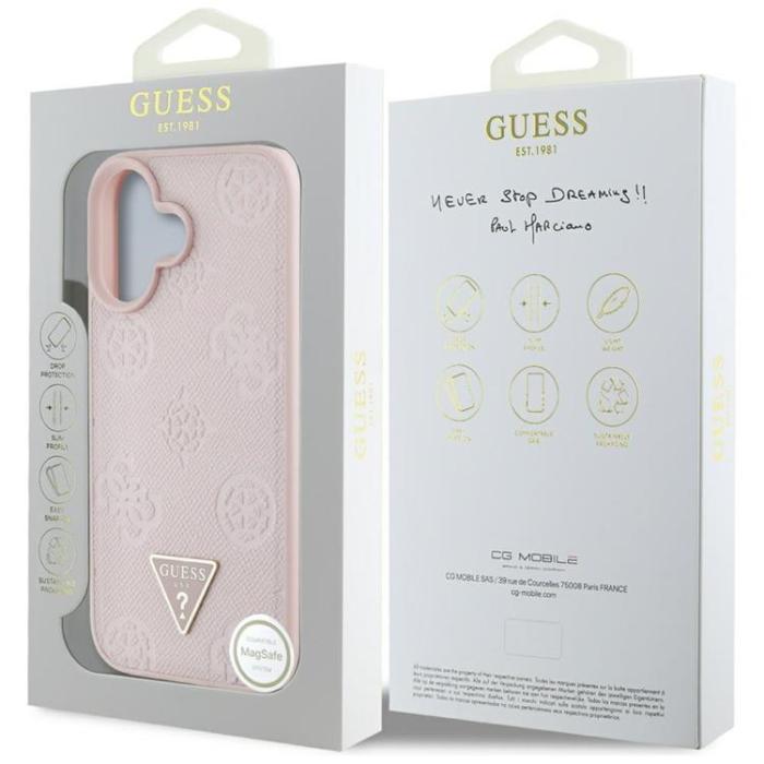 Guess - Guess iPhone 16 Mobilskal MagSafe Hot Stamp Peony Triangle