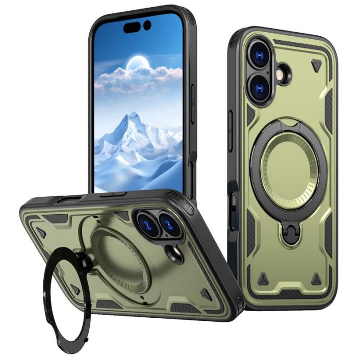 N/A - Mobilskal till iPhone 17 Plast Militärt Skydd med Ställ - Olivgrön
